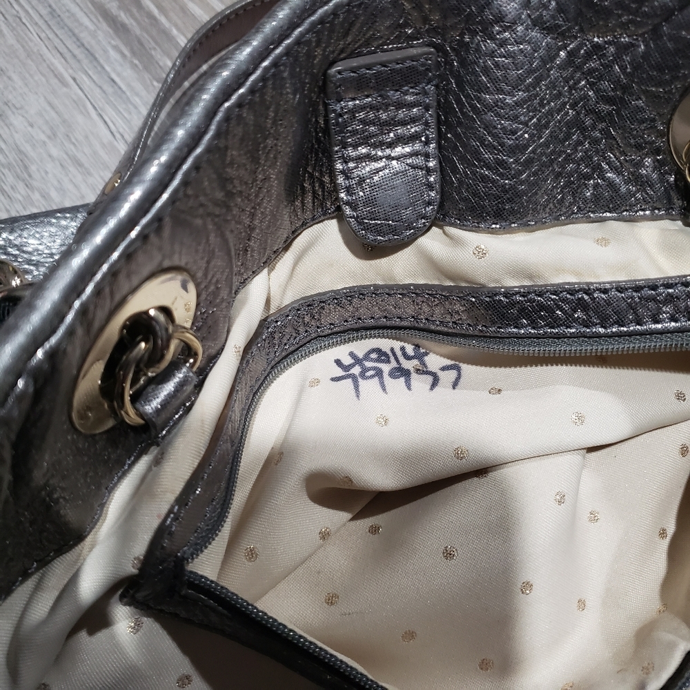 Kate Spade Silver Metallic Bag  Shoulder Bag Chain Ribbon - Picture 7 of 9